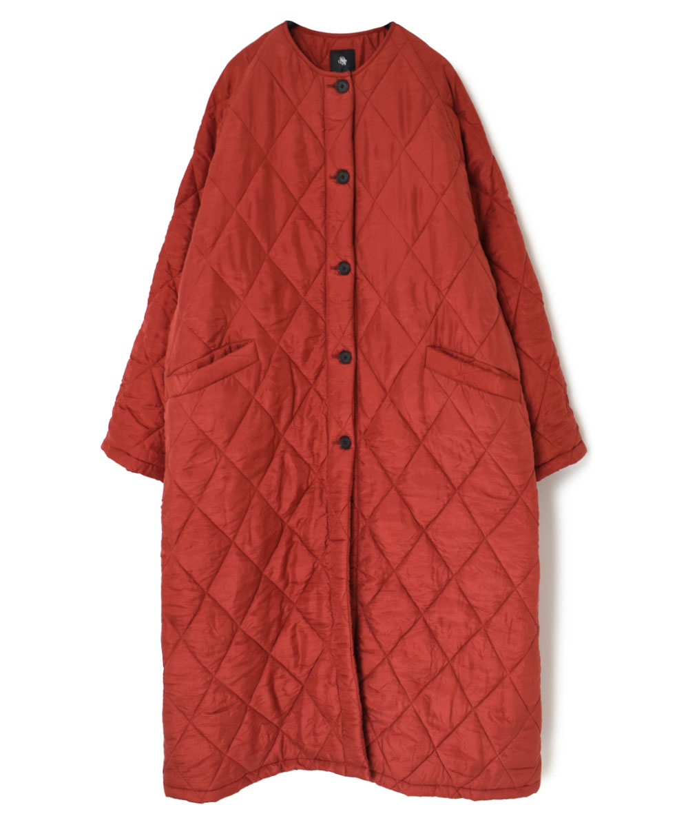 NMDS23541 (コート) PADDED SILK PLAIN C-NECK FRONT BUTTON COAT