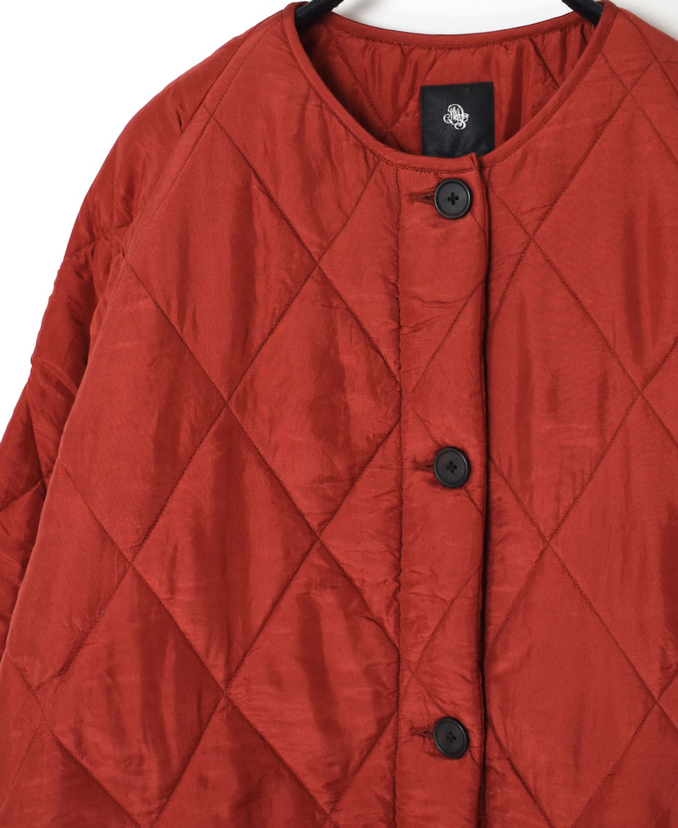 NMDS23541 (コート) PADDED SILK PLAIN C-NECK FRONT BUTTON COAT