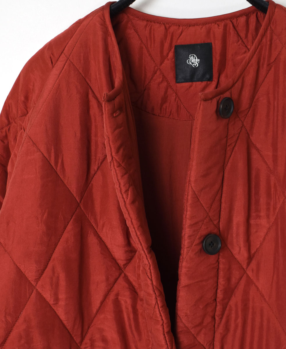 NMDS23541 (コート) PADDED SILK PLAIN C-NECK FRONT BUTTON COAT