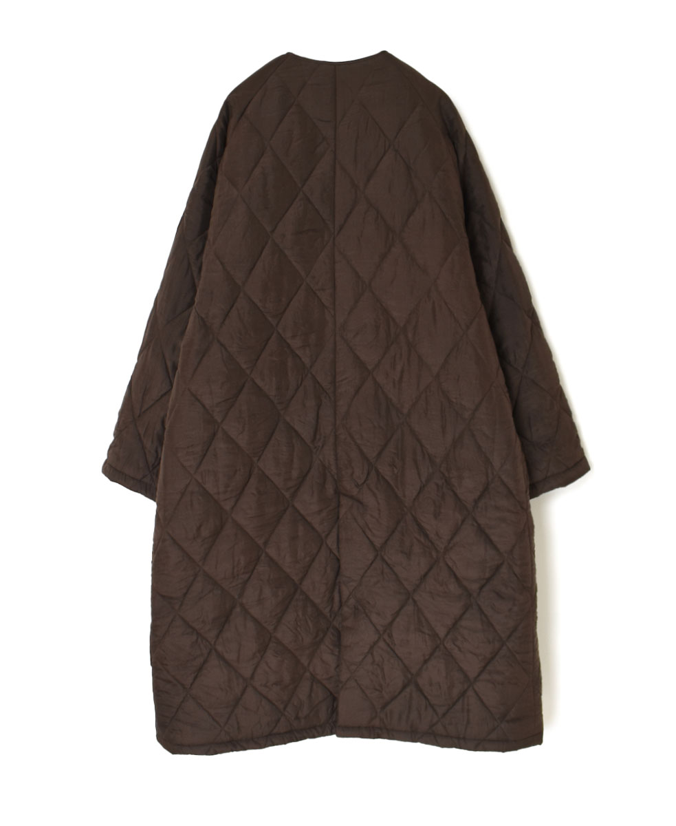 NMDS23541 (コート) PADDED SILK PLAIN C-NECK FRONT BUTTON COAT
