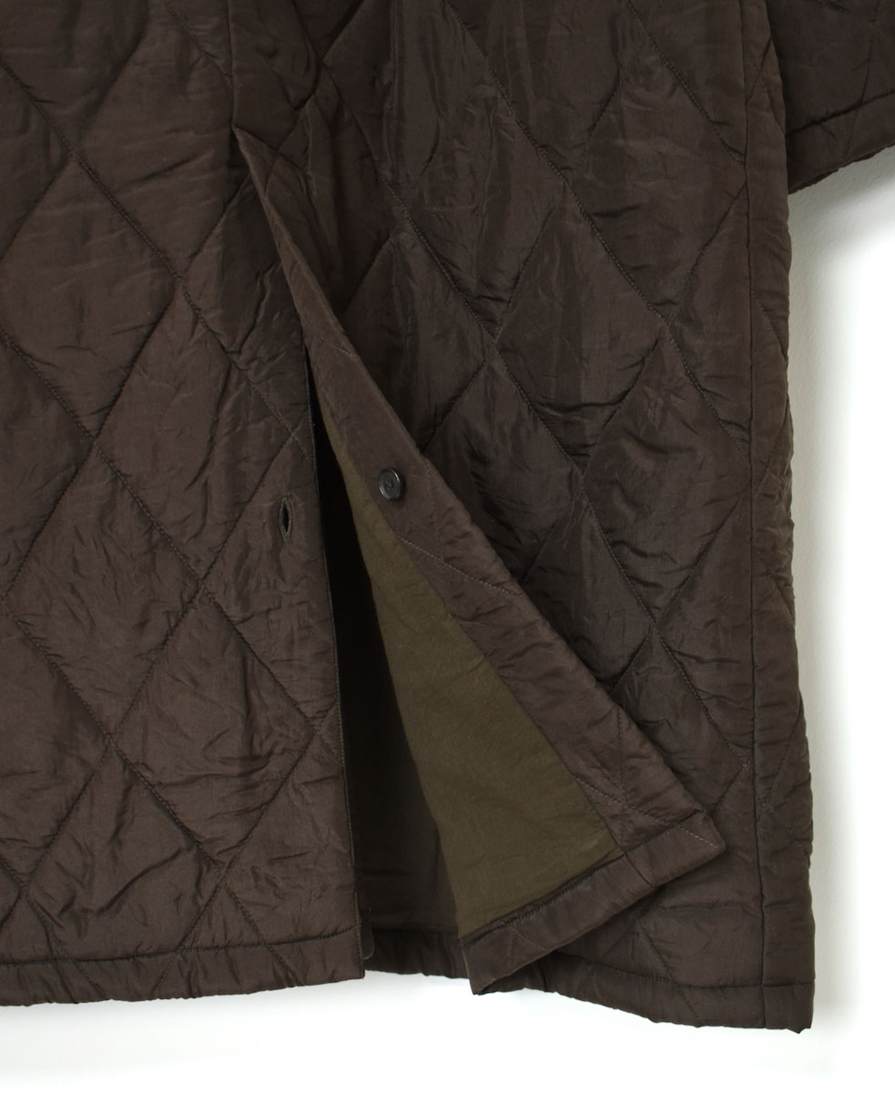 NMDS23541 (コート) PADDED SILK PLAIN C-NECK FRONT BUTTON COAT