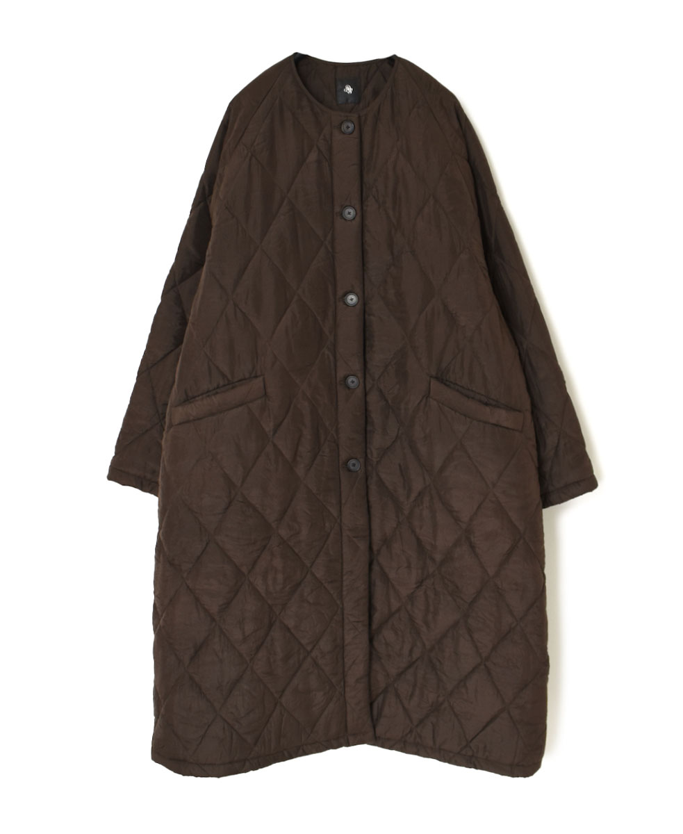NMDS23541 (コート) PADDED SILK PLAIN C-NECK FRONT BUTTON COAT