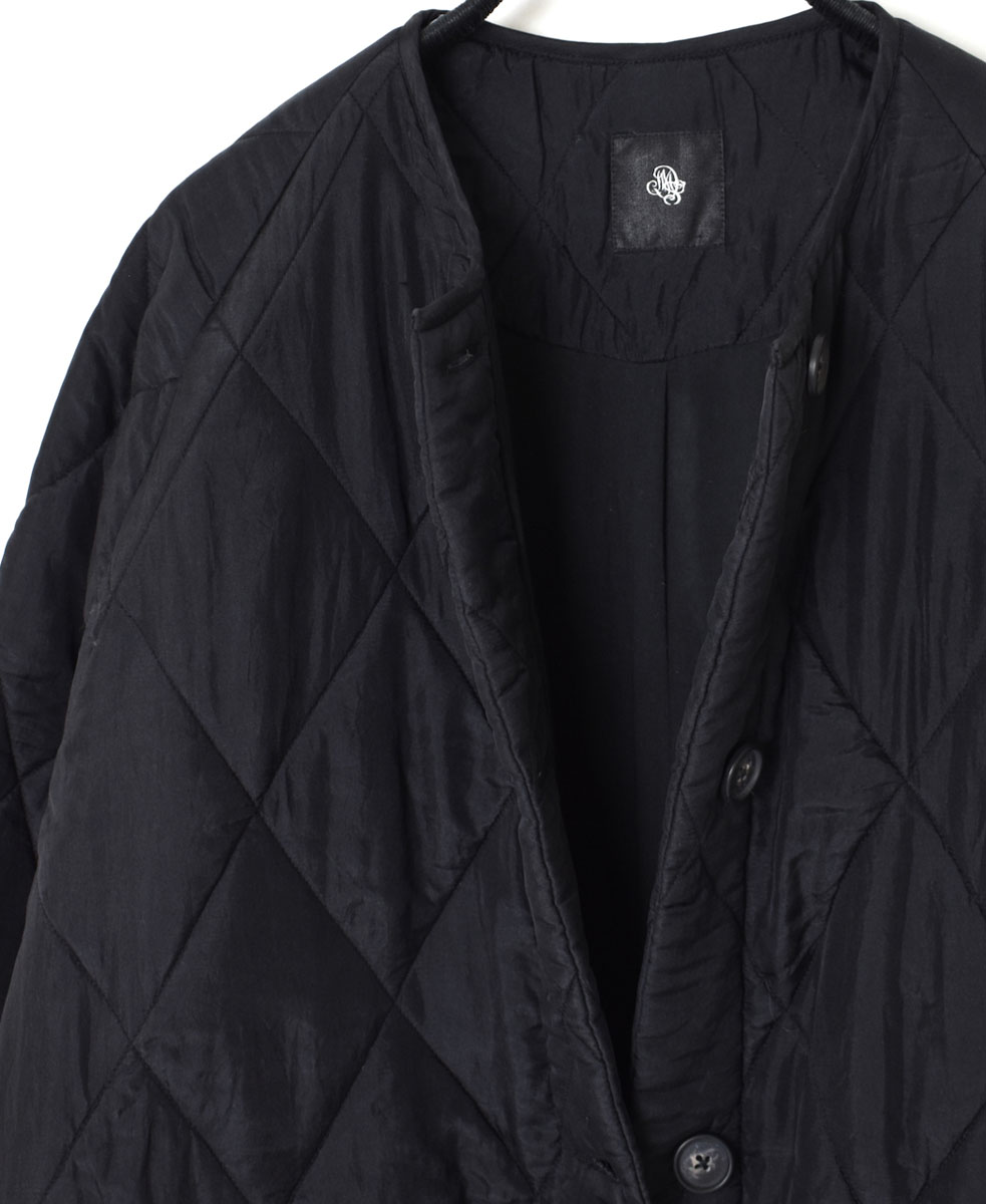 NMDS23541 (コート) PADDED SILK PLAIN C-NECK FRONT BUTTON COAT