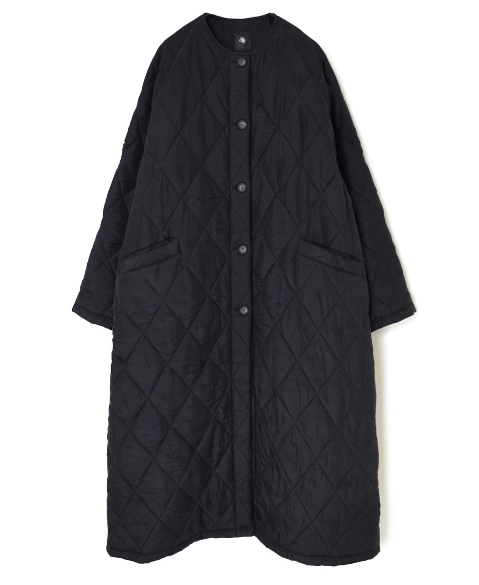 NMDS23541 (コート) PADDED SILK PLAIN C-NECK FRONT BUTTON COAT