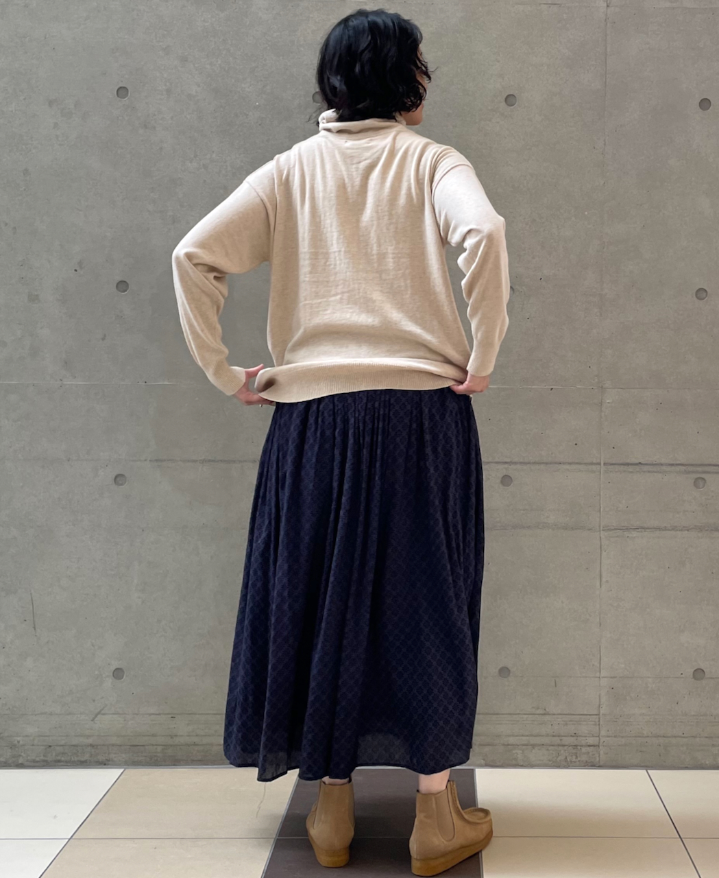 NMDS22564P (スカート) HANDWOVEN COTTON SILK REPETITIONAL FLOWER PRINT RAJASTHAN TUCK GATHERED SKIRT WITH LINING