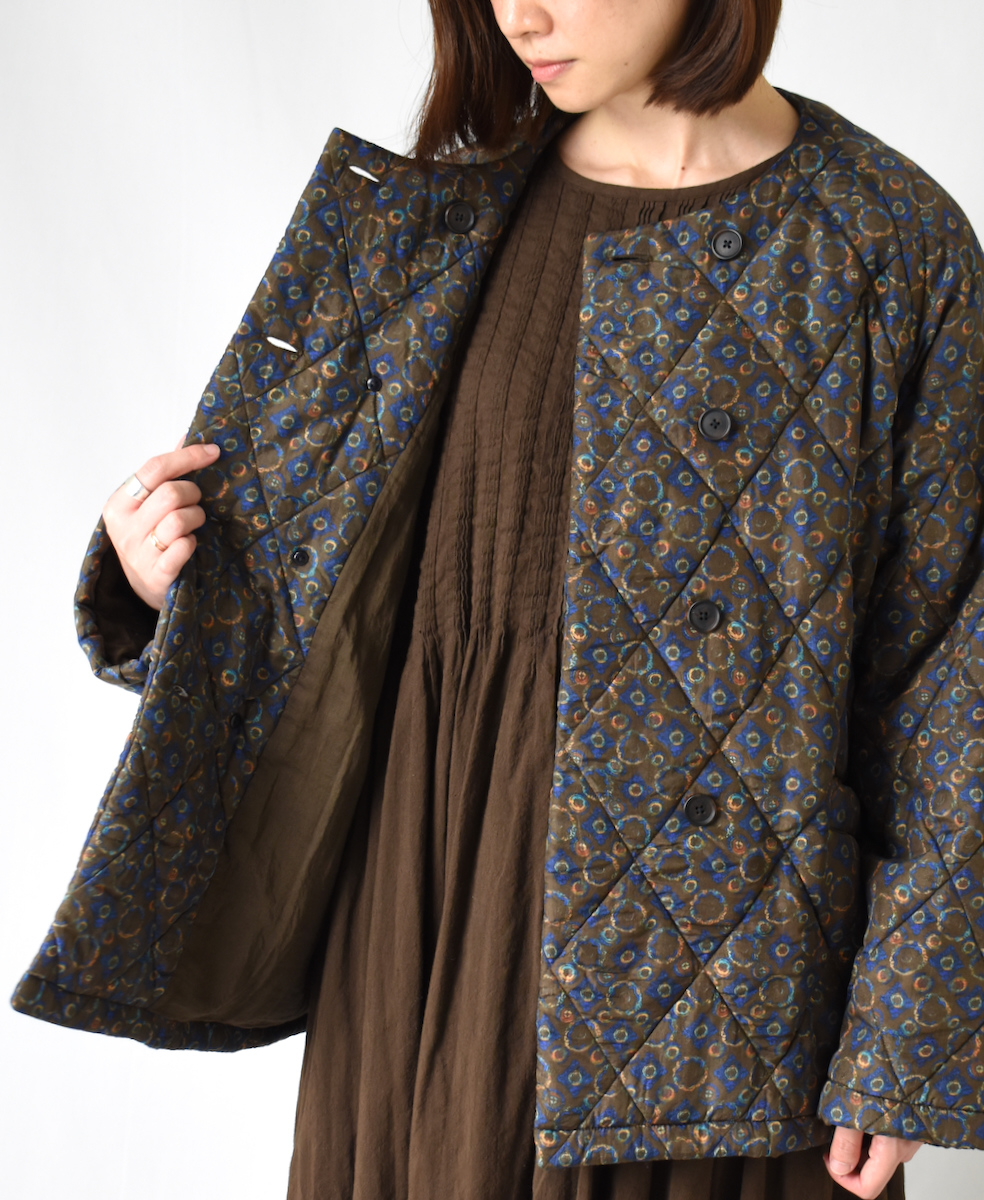 NMDS23542P (ジャケット) PADDED SILK PRINT NO COLLAR DOUBLE JACKET