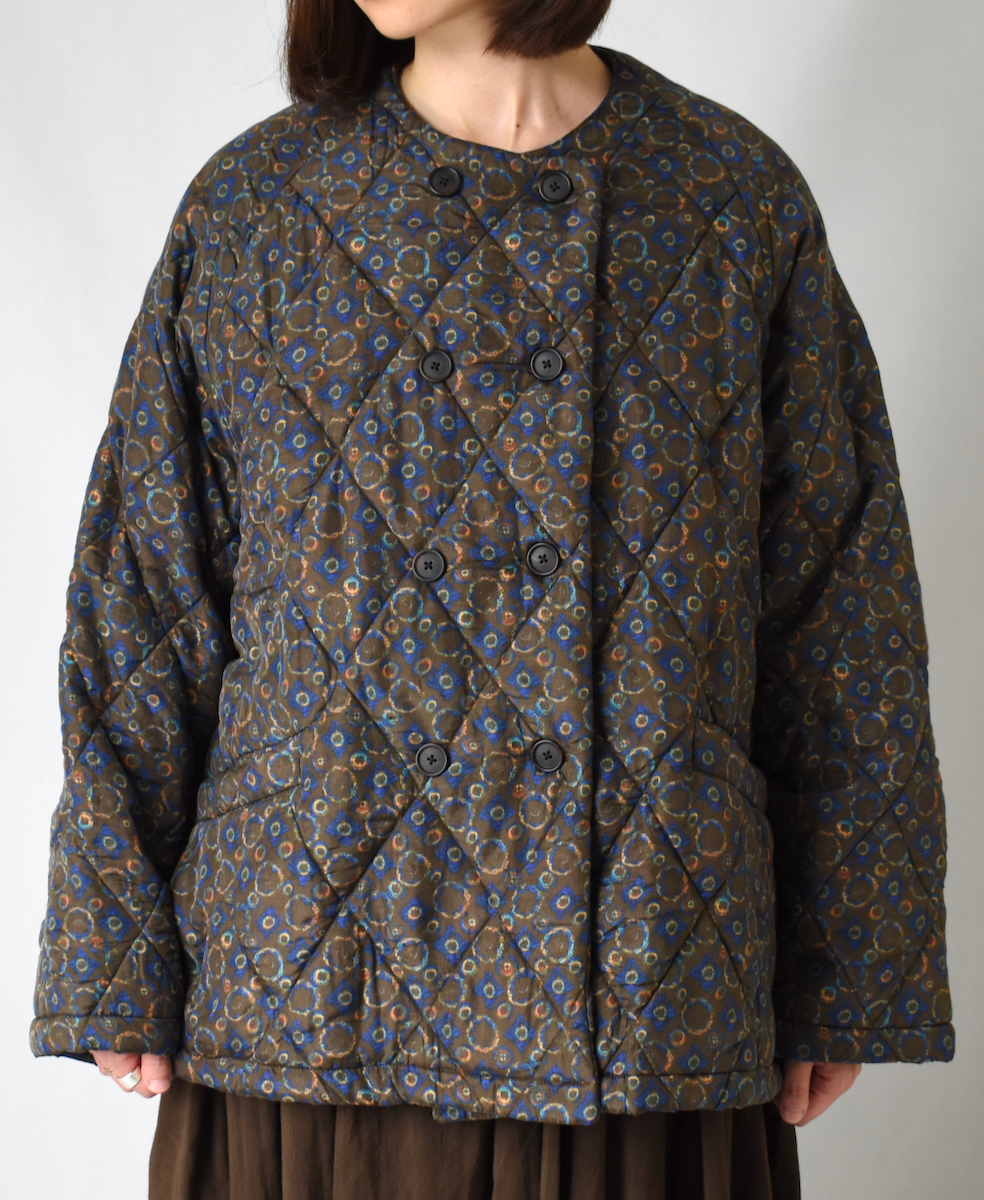NMDS23542P (ジャケット) PADDED SILK PRINT NO COLLAR DOUBLE JACKET