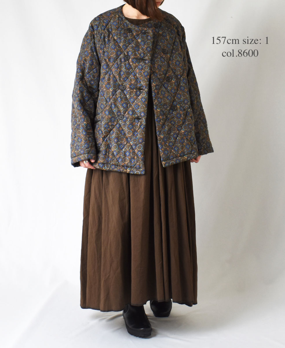 NMDS23542P (ジャケット) PADDED SILK PRINT NO COLLAR DOUBLE JACKET