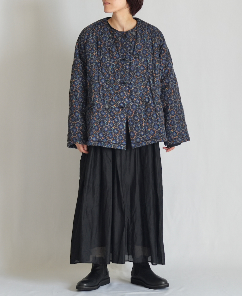 NMDS23542P (ジャケット) PADDED SILK PRINT NO COLLAR DOUBLE JACKET