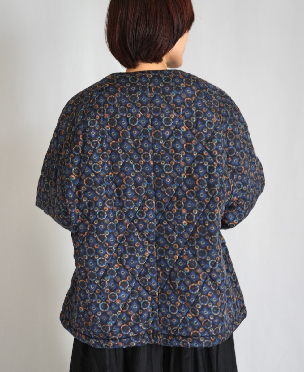 NMDS23542P (ジャケット) PADDED SILK PRINT NO COLLAR DOUBLE JACKET