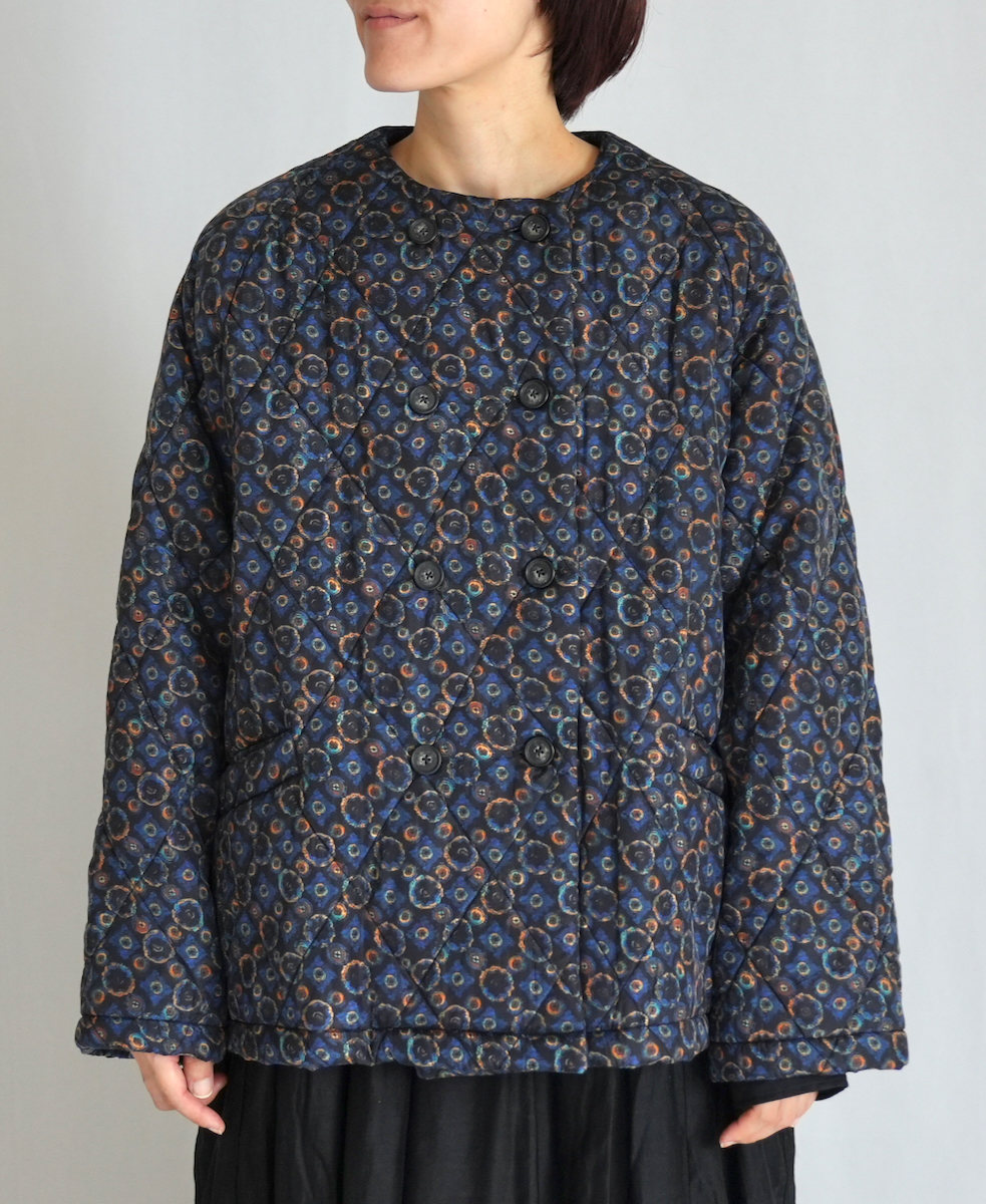 NMDS23542P (ジャケット) PADDED SILK PRINT NO COLLAR DOUBLE JACKET