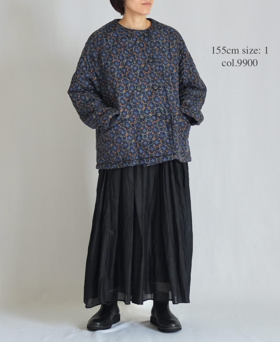 NMDS23542P (ジャケット) PADDED SILK PRINT NO COLLAR DOUBLE JACKET