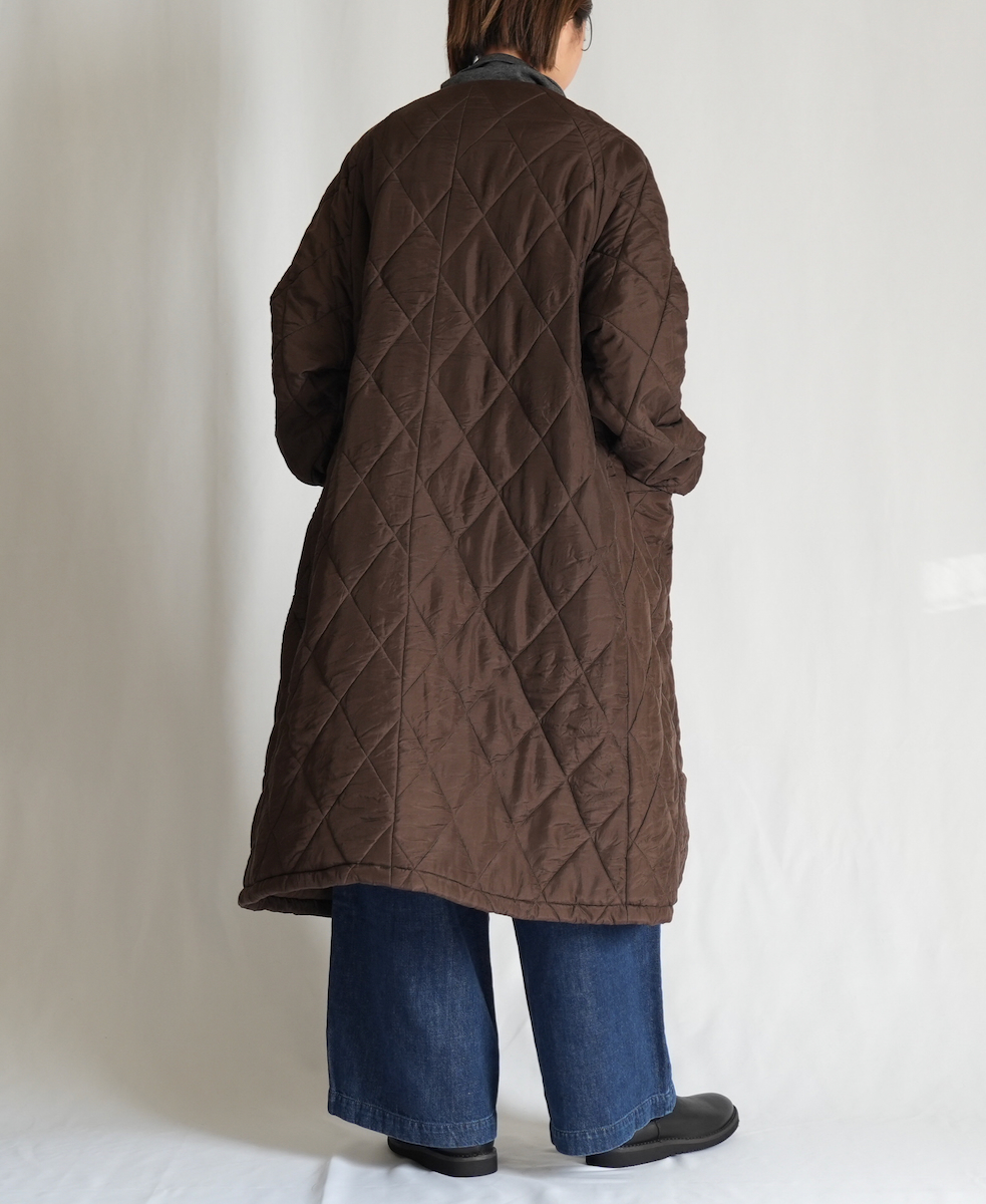 NMDS21512 (コート) PADDED SILK PLAIN NO COLLAR DOUBLE COAT