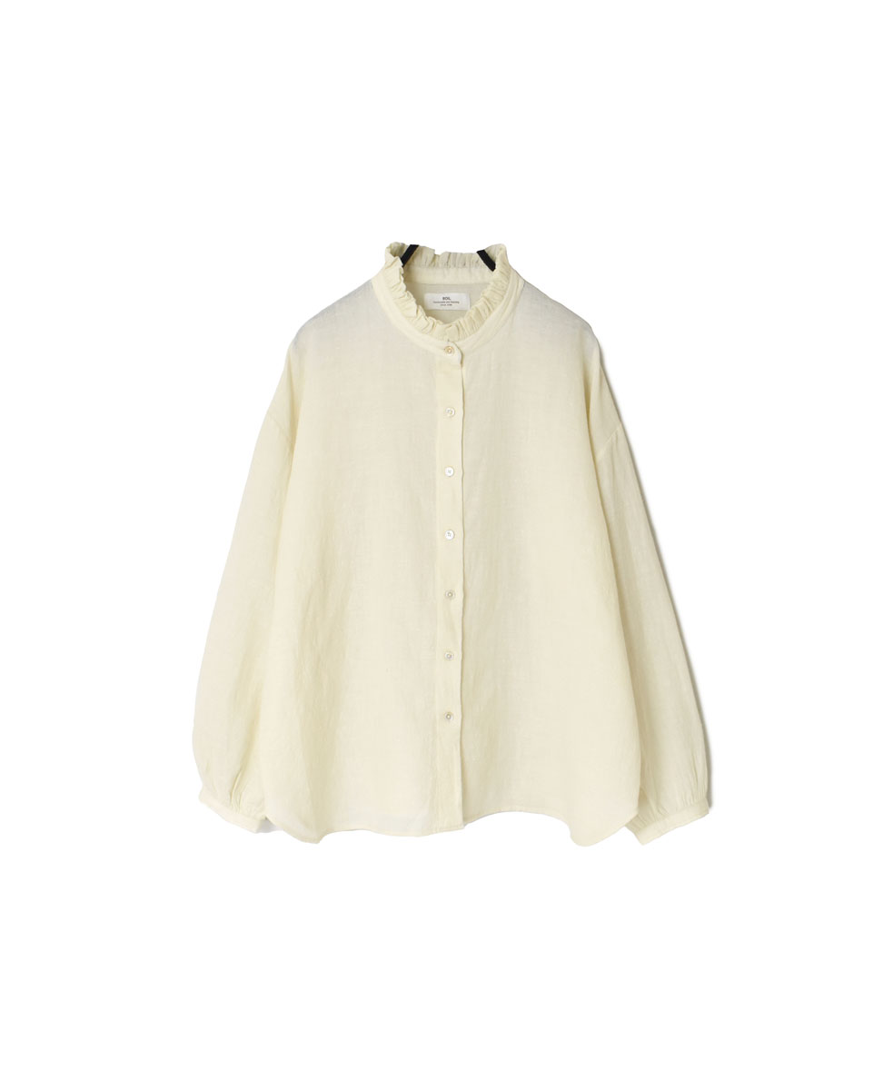 INSL22601 (シャツ) WOOL/LINEN PLAIN FRILL COLLAR SHIRT