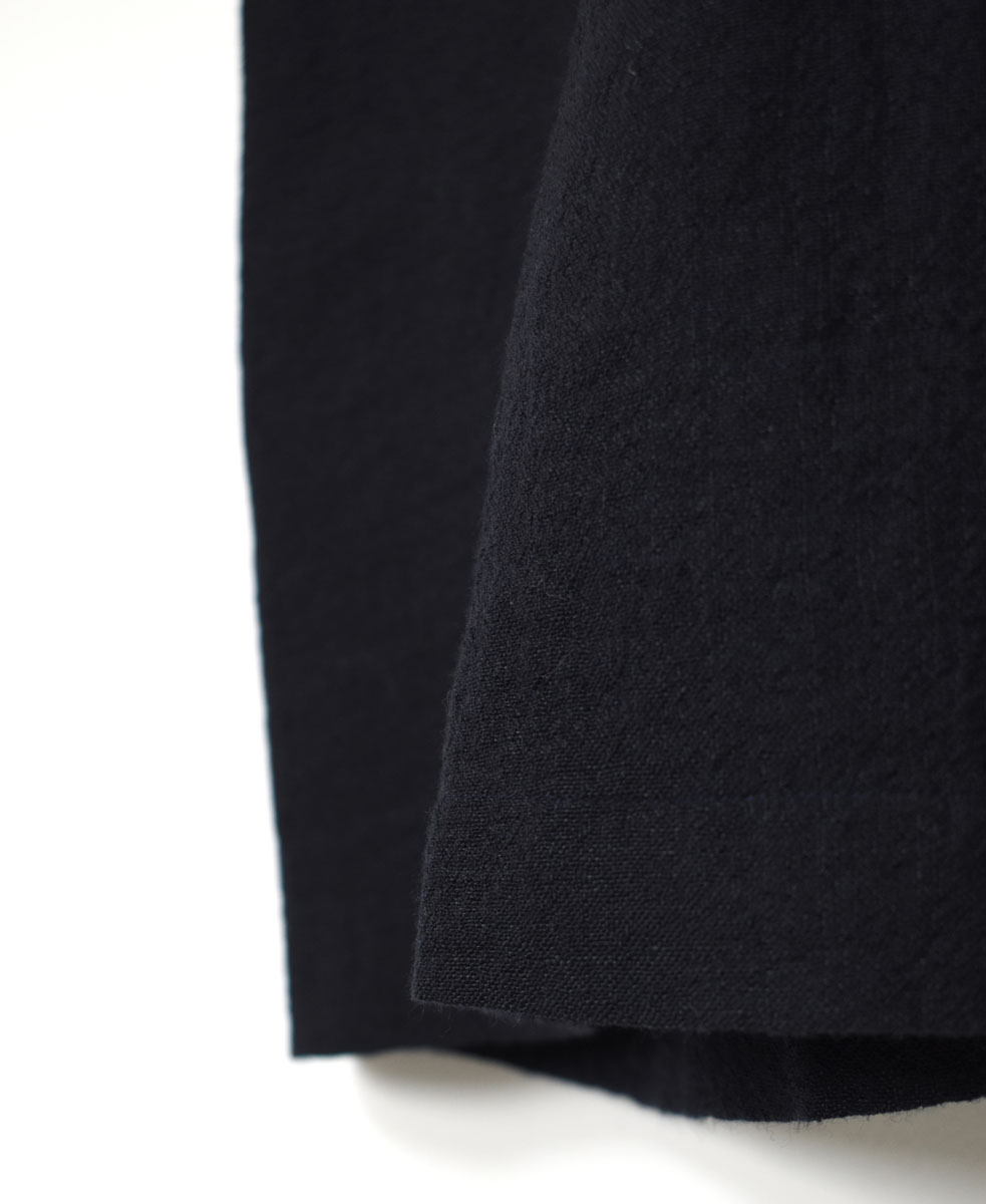 INSL22604 (ワンピース) WOOL/LINEN PLAIN BANDED COLLAR PINTUCK DRESS