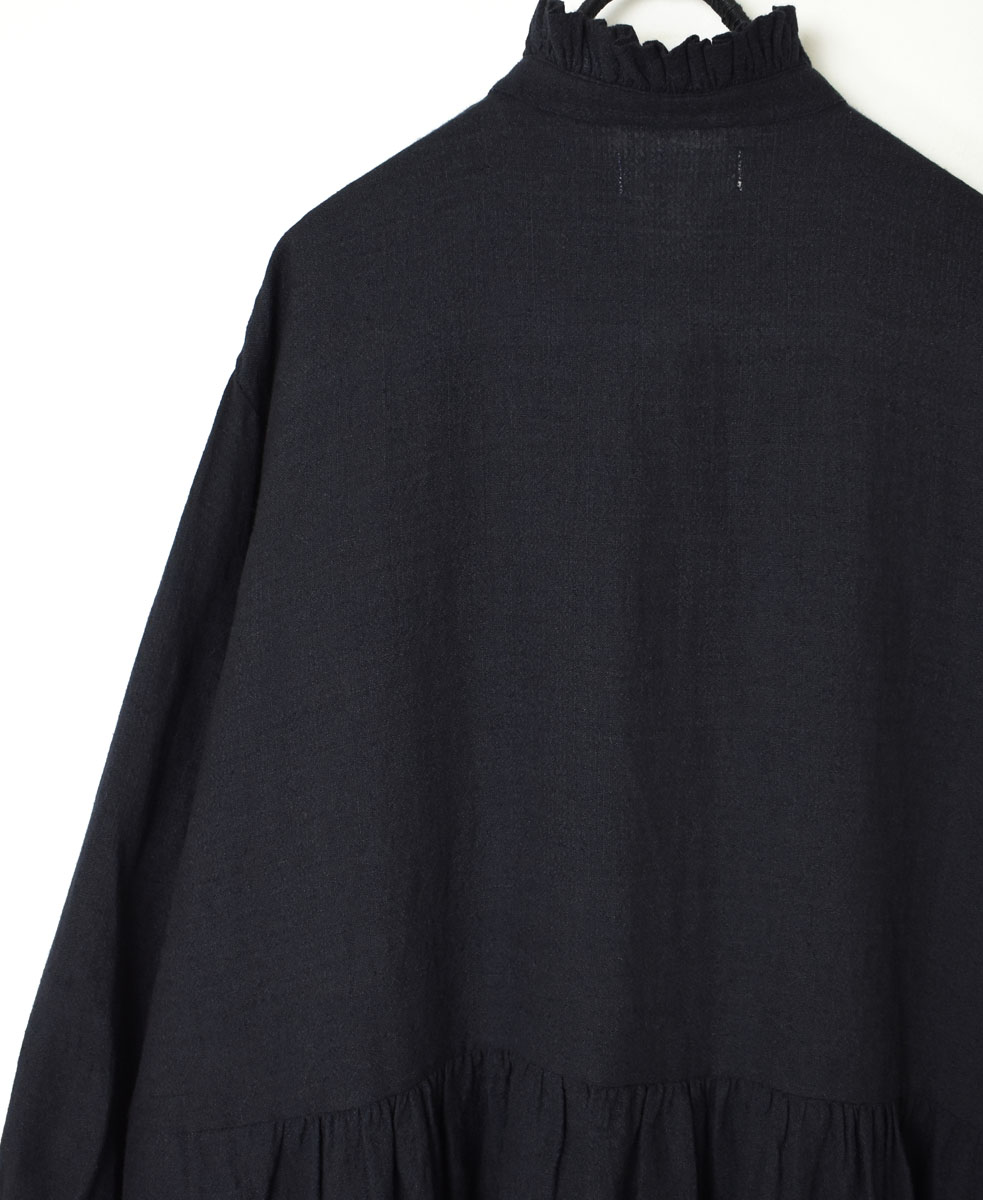 INSL23702(ワンピース) WOOL/LINEN PLAIN FRILL COLLAR DRESS