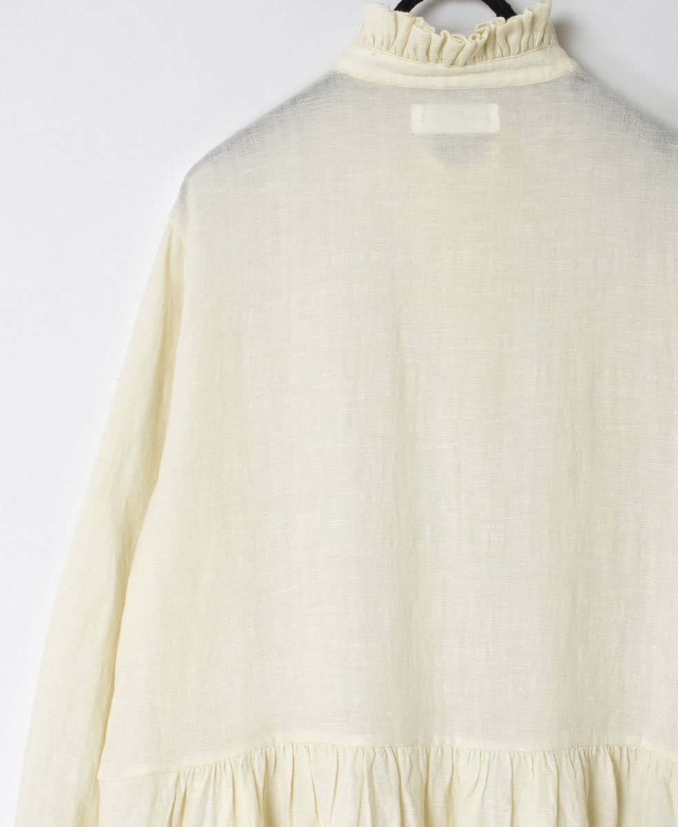 INSL23702(ワンピース) WOOL/LINEN PLAIN FRILL COLLAR DRESS