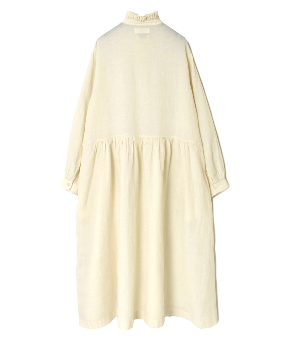INSL23702(ワンピース) WOOL/LINEN PLAIN FRILL COLLAR DRESS