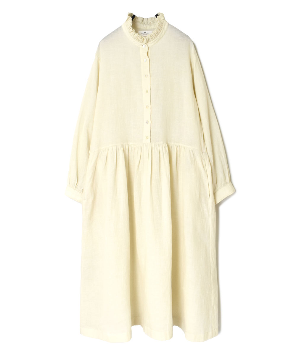 INSL23702(ワンピース) WOOL/LINEN PLAIN FRILL COLLAR DRESS