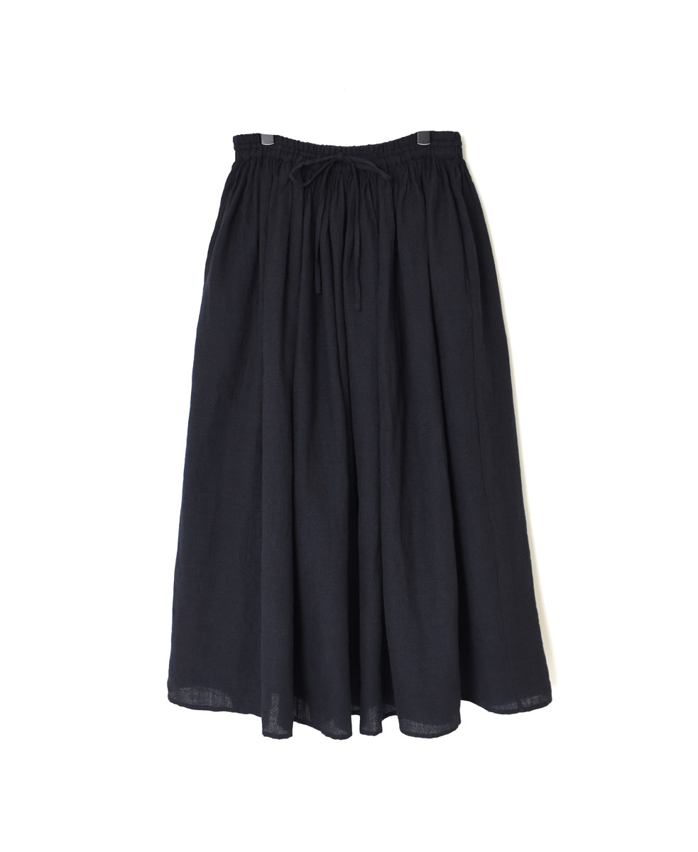 INSL23703(スカート) WOOL/LINEN PLAIN GATHERD SKIRT