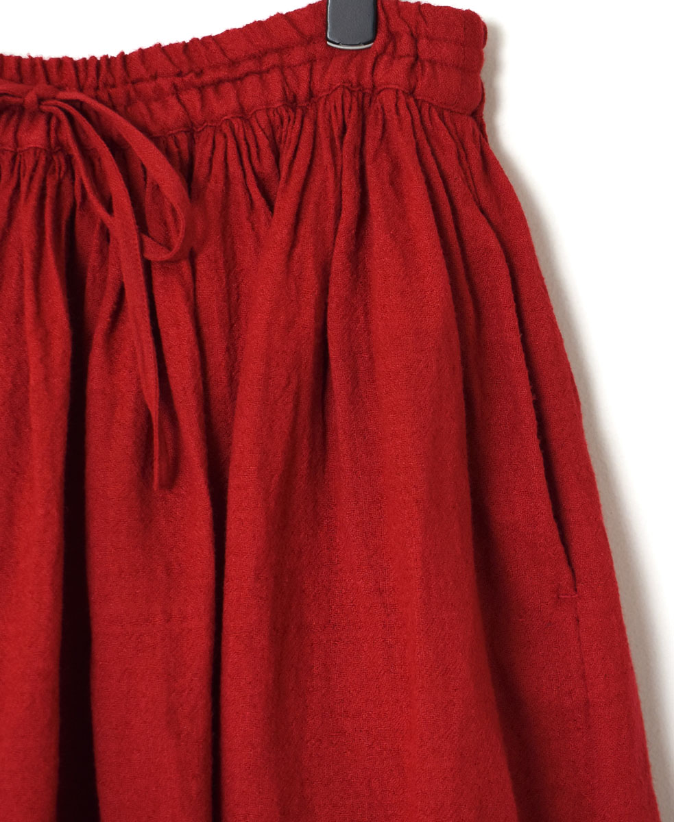 INSL23703(スカート) WOOL/LINEN PLAIN GATHERD SKIRT