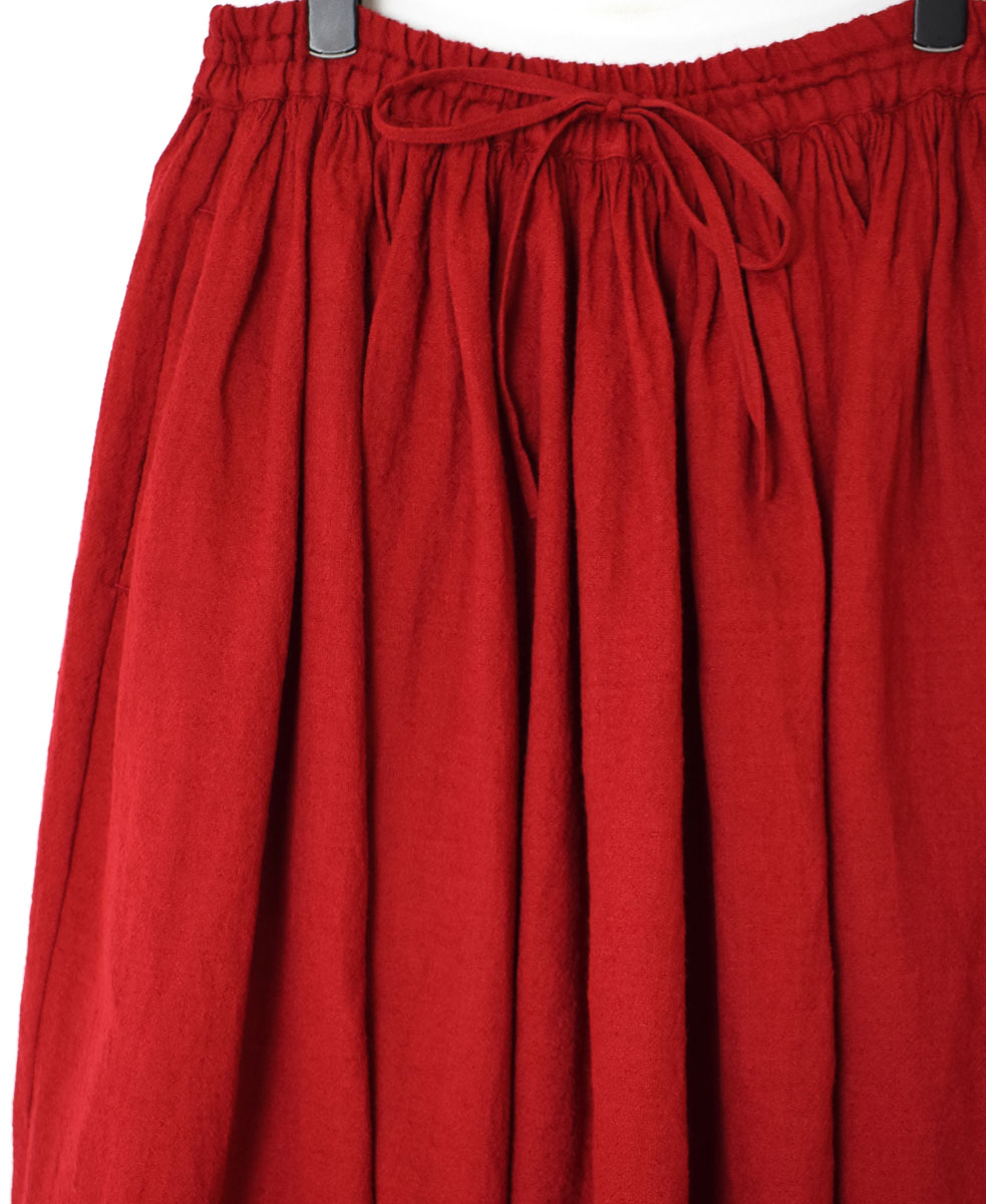 INSL23703(スカート) WOOL/LINEN PLAIN GATHERD SKIRT