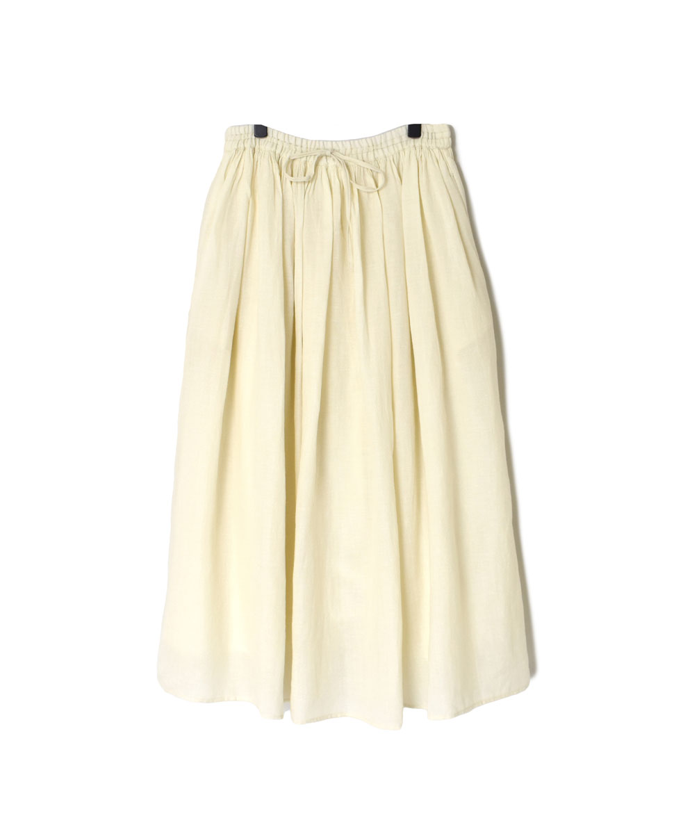 INSL23703(スカート) WOOL/LINEN PLAIN GATHERD SKIRT