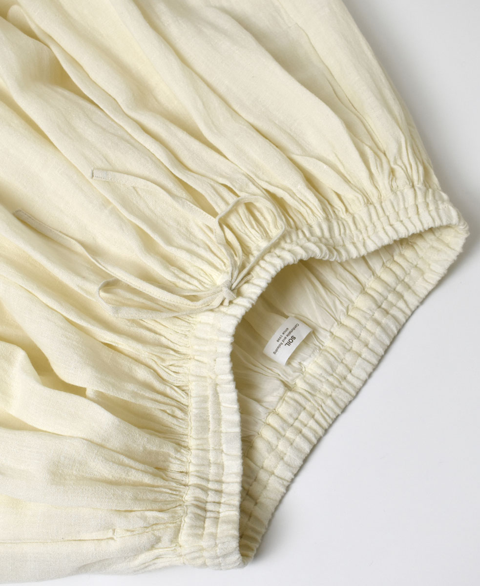 INSL23703(スカート) WOOL/LINEN PLAIN GATHERD SKIRT