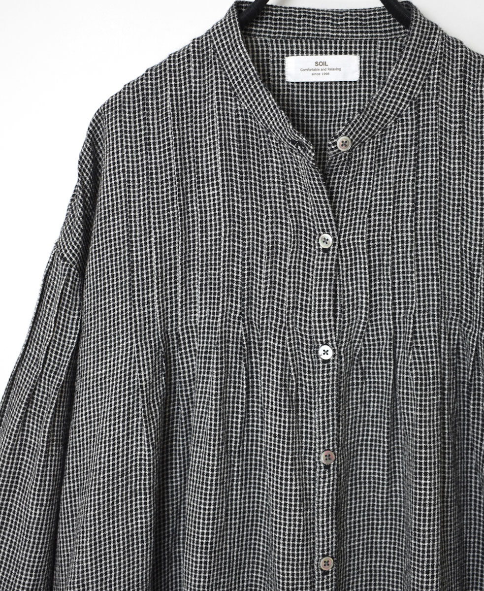 INSL22614 (ワンピース) WOOL/LINEN SMALL CHECK & STRIPE BANDED 