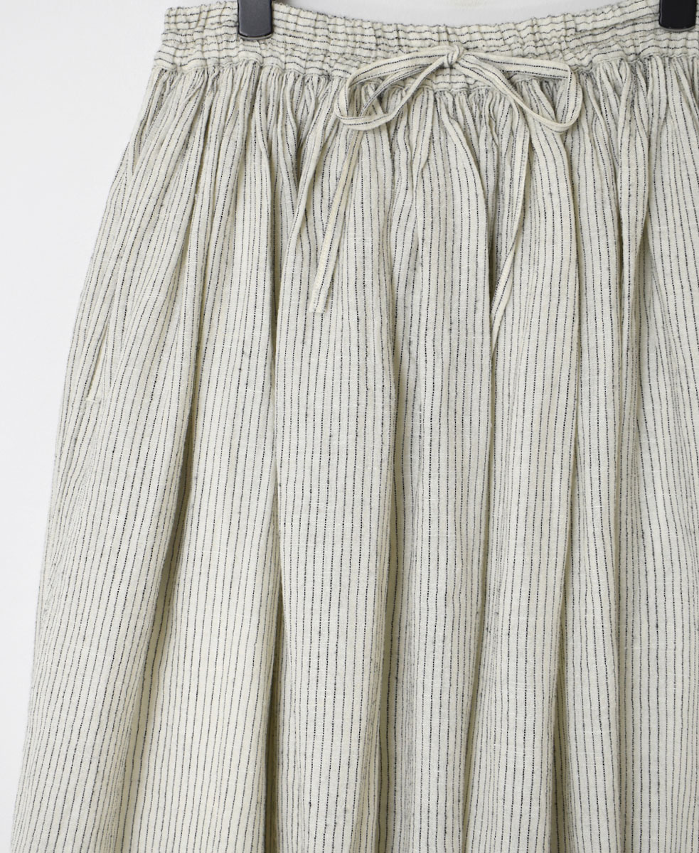 INSL23713 (スカート) WOOL/LINEN SMALL CHECK & STRIPE GATHERED SKIRT