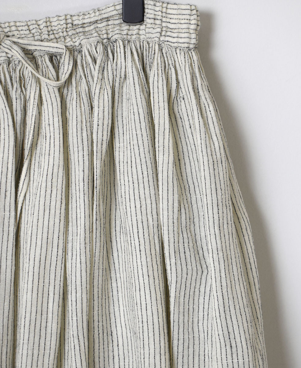 INSL23713 (スカート) WOOL/LINEN SMALL CHECK & STRIPE GATHERED SKIRT