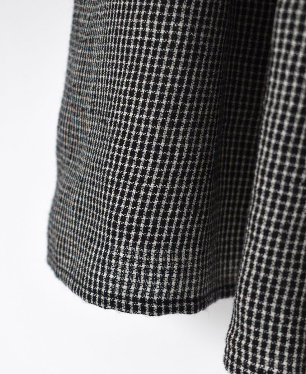 INSL23713 (スカート) WOOL/LINEN SMALL CHECK & STRIPE GATHERED SKIRT