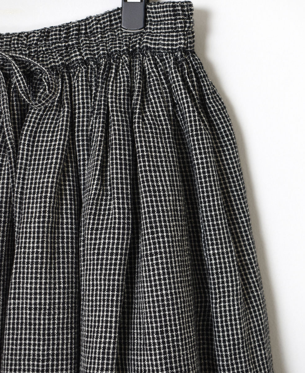 INSL23713 (スカート) WOOL/LINEN SMALL CHECK & STRIPE GATHERED SKIRT