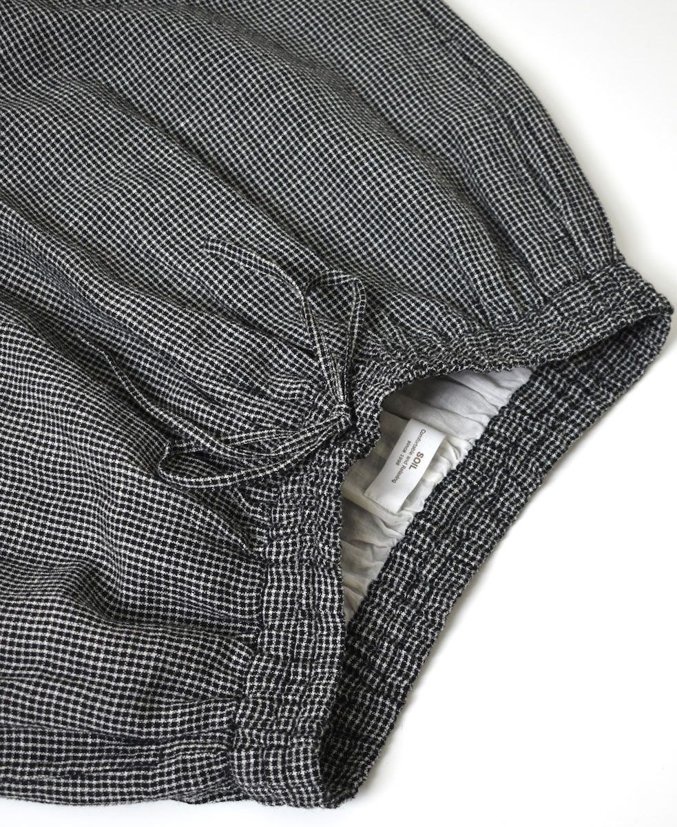 INSL22616 (パンツ) WOOL/LINEN SMALL CHECK & STRIPE EASY PANTS