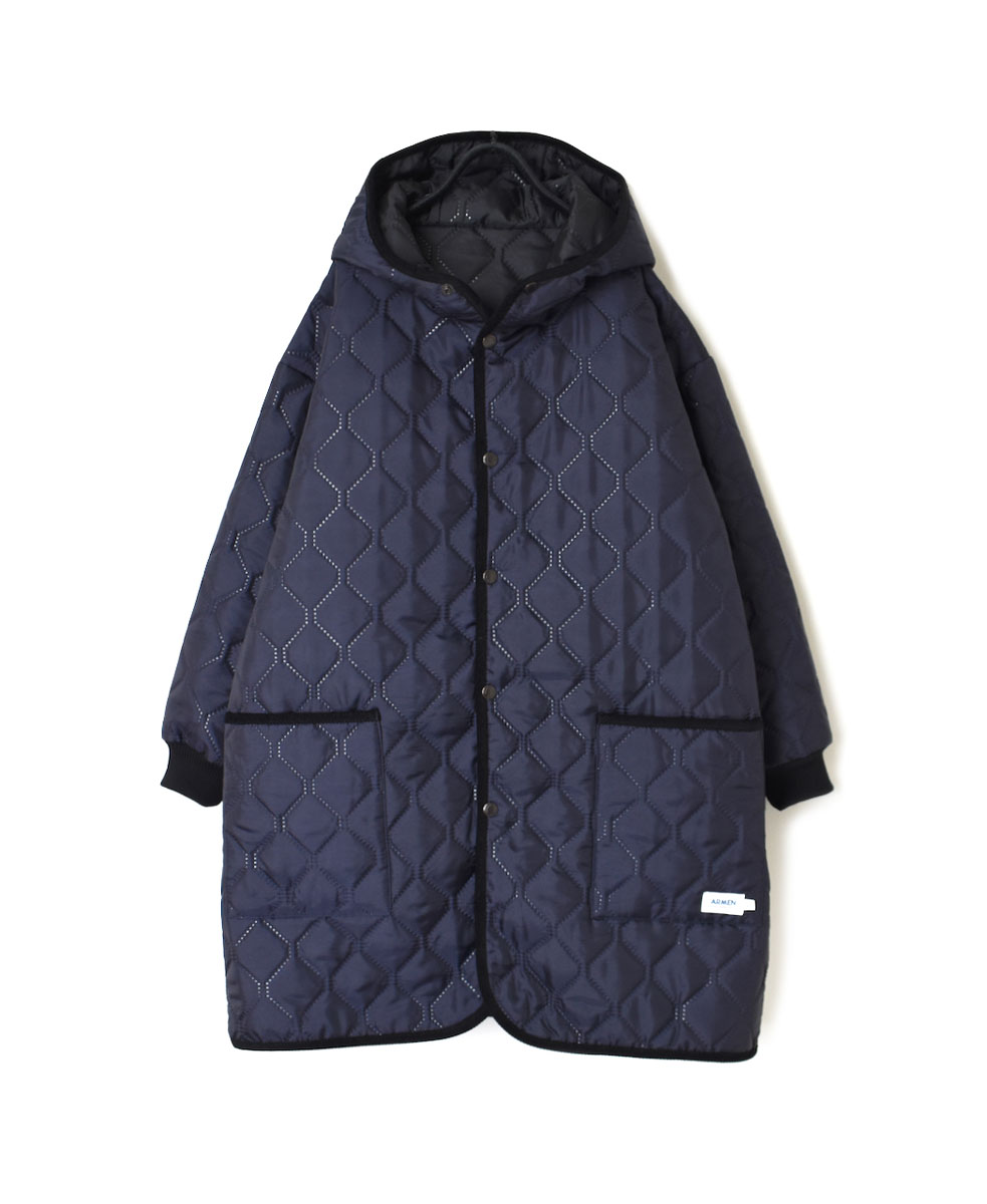 NAM2352PP (コート) POLY×POLY HEAT QUILT OVERSIZED MID-LENGTH HOODED COAT WITH RIBBED CUFF