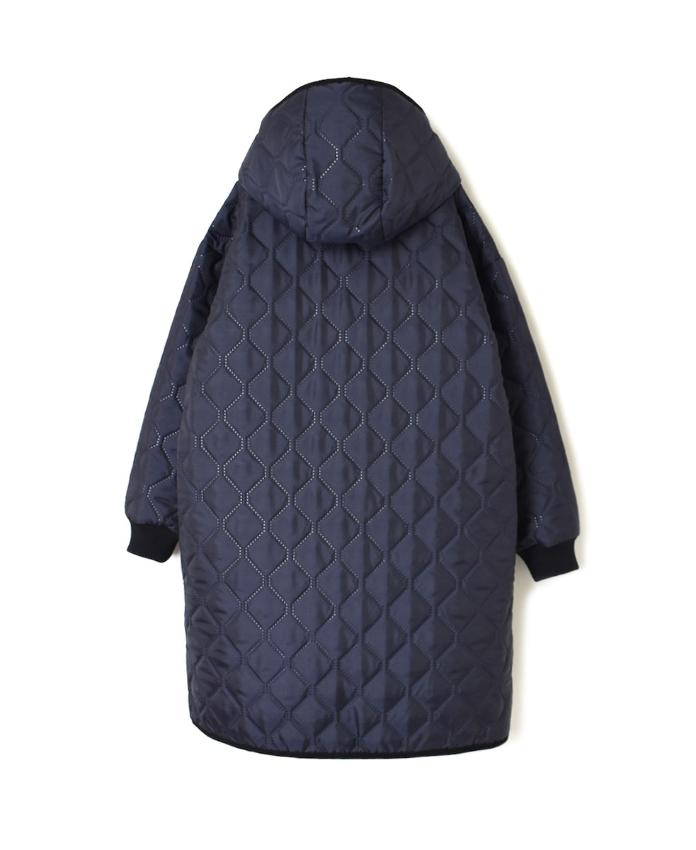 NAM2352PP (コート) POLY×POLY HEAT QUILT OVERSIZED MID-LENGTH HOODED COAT WITH RIBBED CUFF