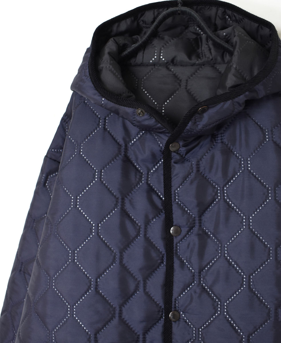 NAM2352PP (コート) POLY×POLY HEAT QUILT OVERSIZED MID-LENGTH HOODED COAT WITH RIBBED CUFF