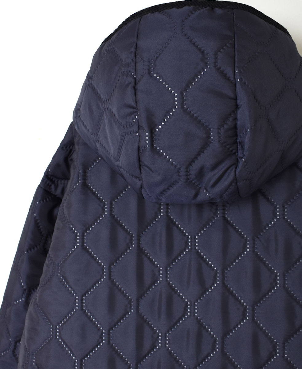 NAM2352PP (コート) POLY×POLY HEAT QUILT OVERSIZED MID-LENGTH HOODED COAT WITH RIBBED CUFF