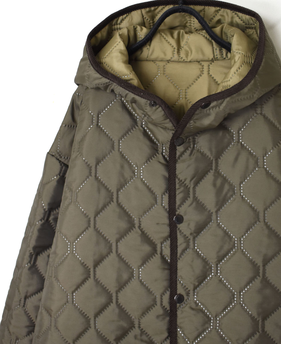 NAM2352PP (コート) POLY×POLY HEAT QUILT OVERSIZED MID-LENGTH HOODED COAT WITH RIBBED CUFF