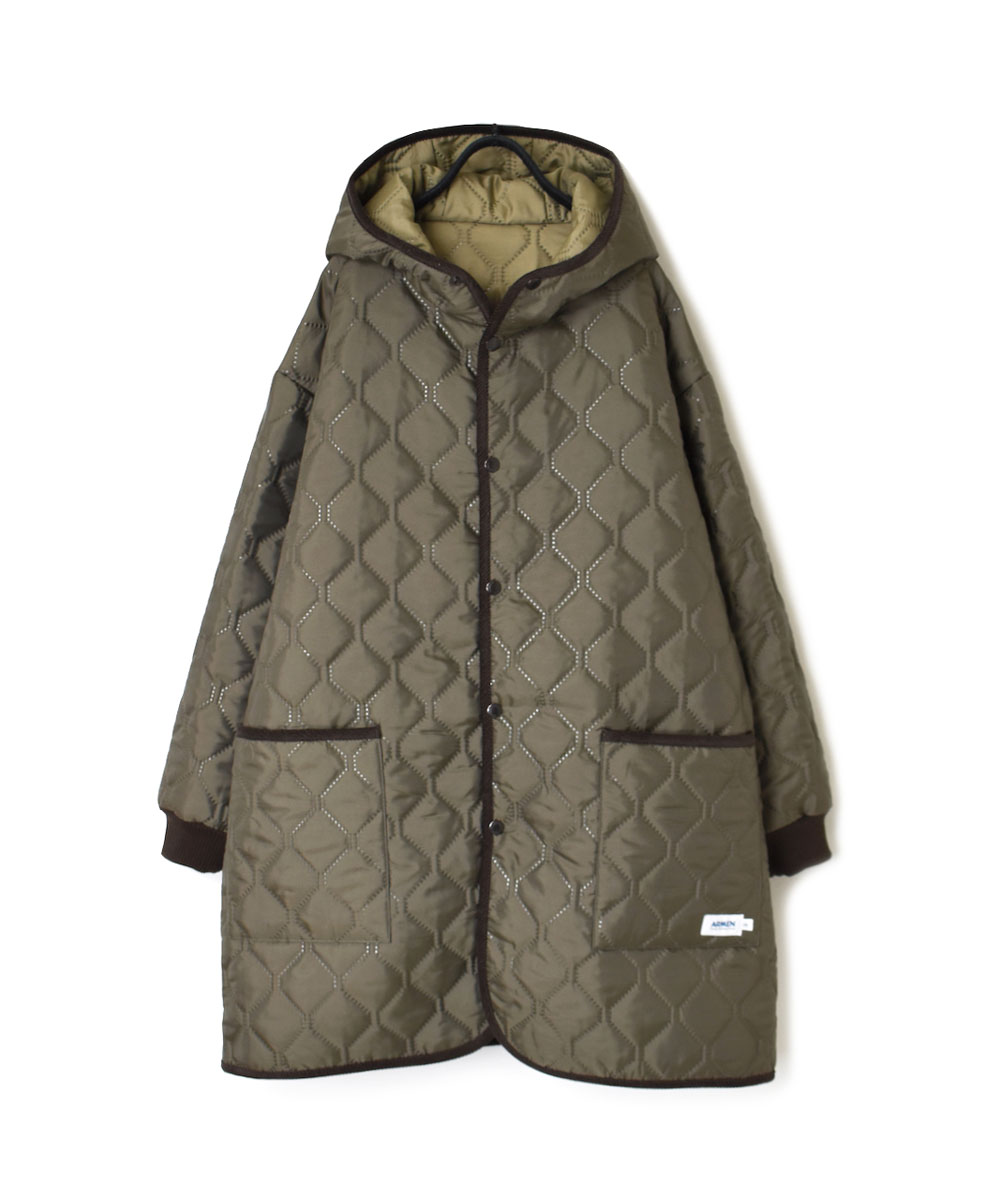 NAM2352PP (コート) POLY×POLY HEAT QUILT OVERSIZED MID-LENGTH HOODED COAT WITH RIBBED CUFF