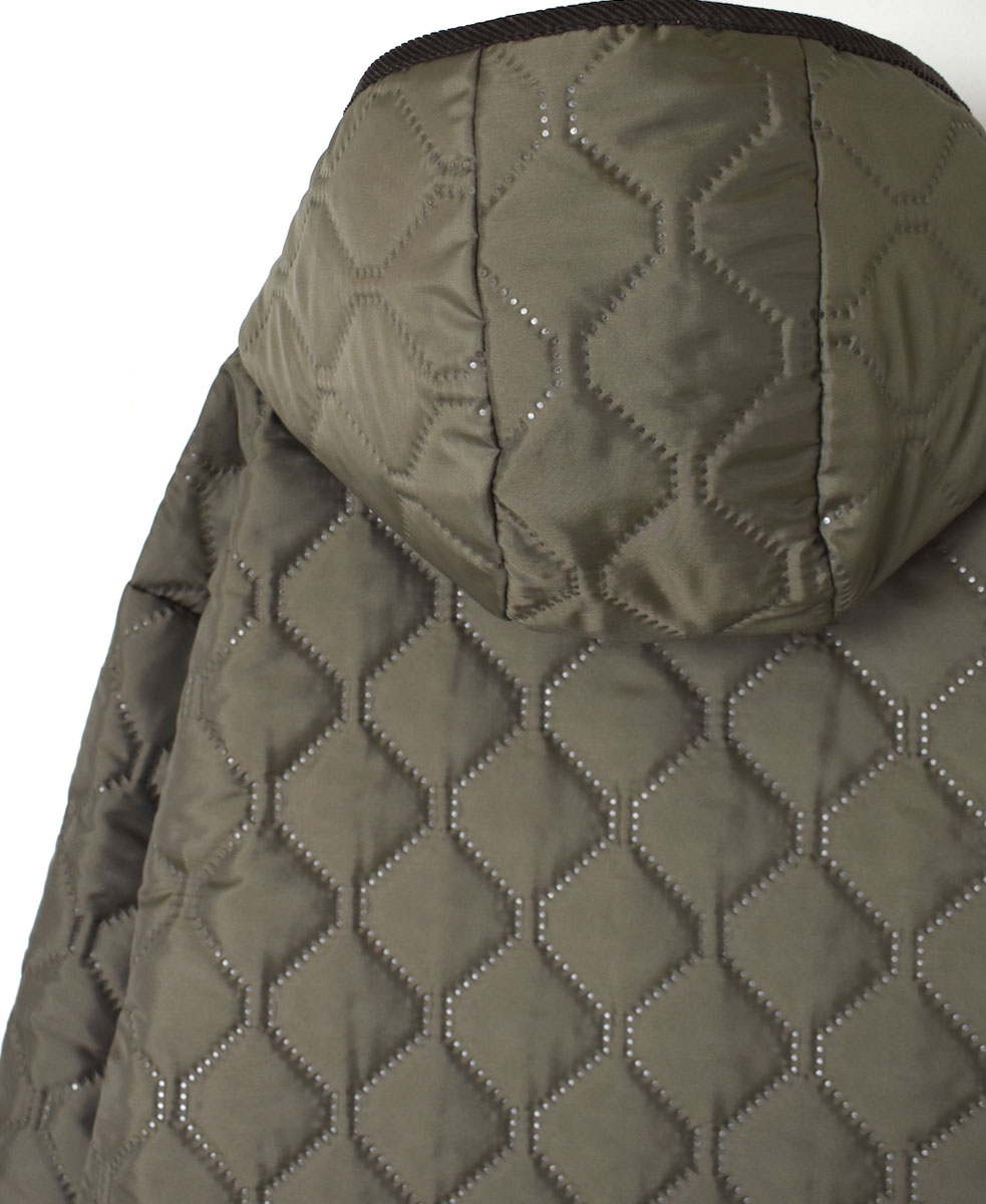 NAM2352PP (コート) POLY×POLY HEAT QUILT OVERSIZED MID-LENGTH HOODED COAT WITH RIBBED CUFF
