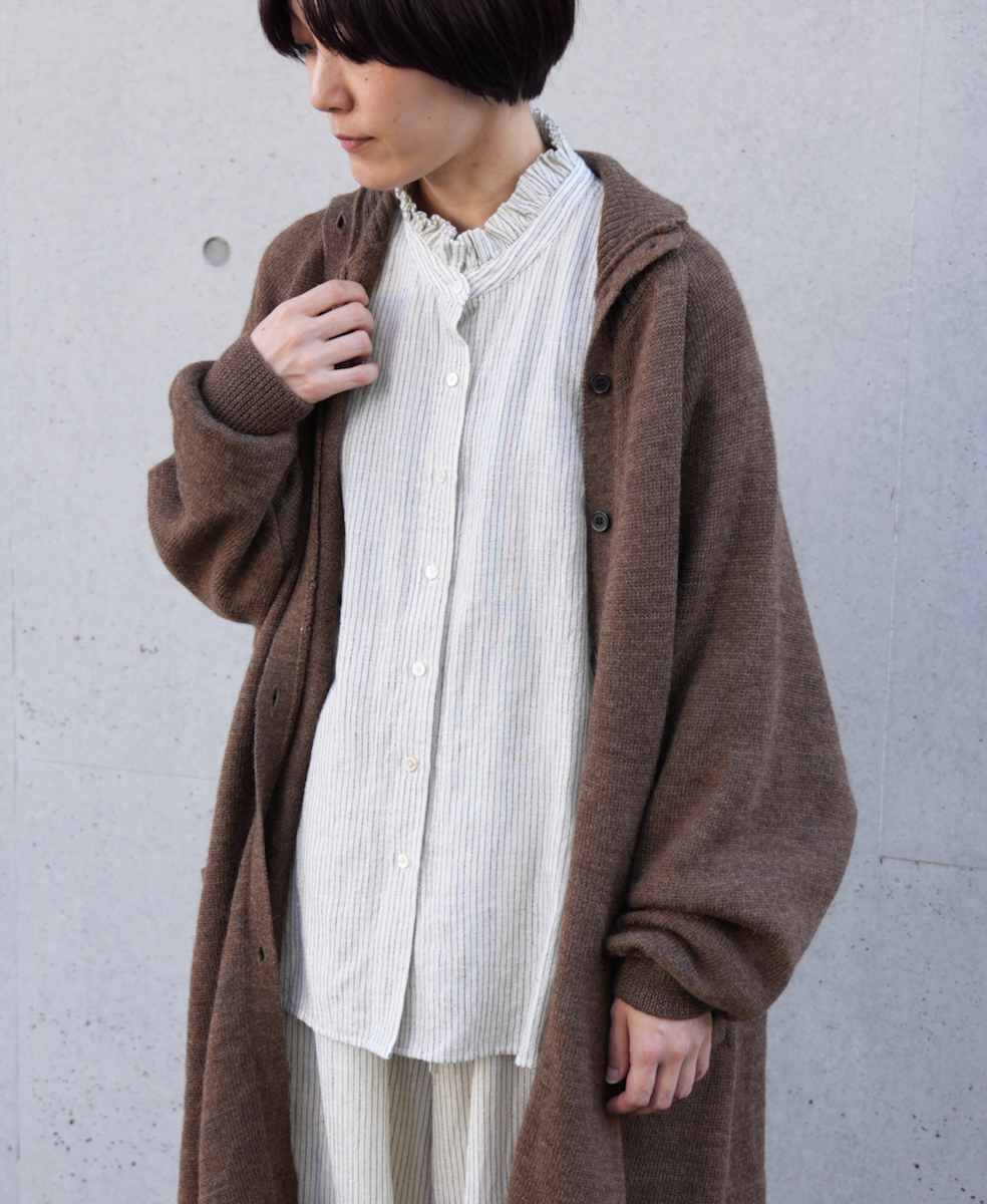 GNSL22703 (カーディガン) 5GG 2PLY COTOSWOLDS TURTLE NECK BUTTON LONG CARDIGAN