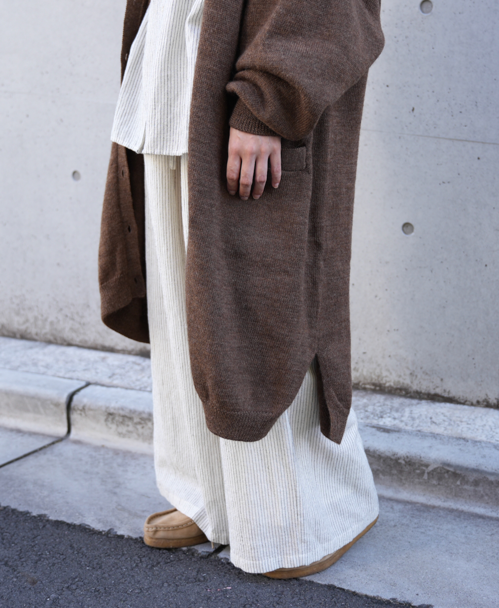 GNSL22703 (カーディガン) 5GG 2PLY COTOSWOLDS TURTLE NECK BUTTON LONG CARDIGAN
