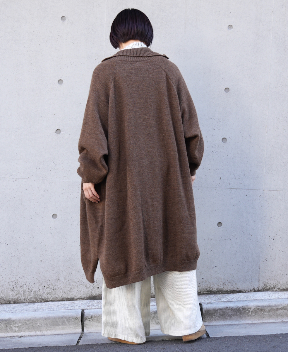 GNSL22703 (カーディガン) 5GG 2PLY COTOSWOLDS TURTLE NECK BUTTON LONG CARDIGAN