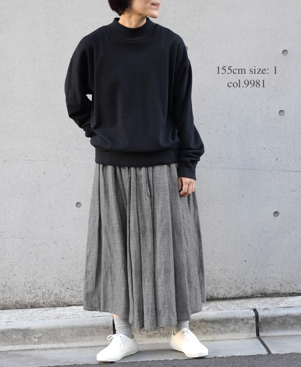INSL23713 (スカート) WOOL/LINEN SMALL CHECK & STRIPE GATHERED SKIRT