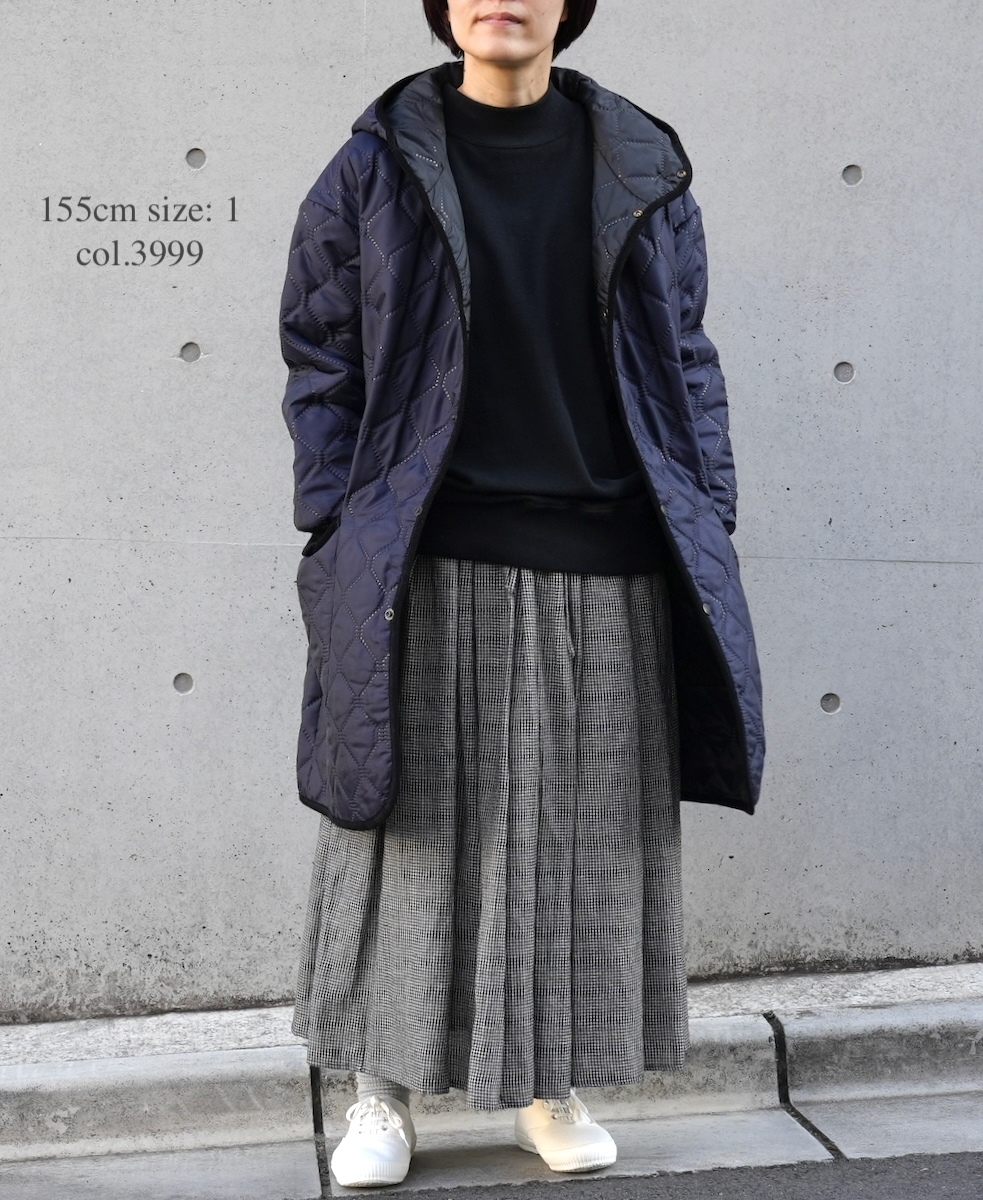 NAM2352PP (コート) POLY×POLY HEAT QUILT OVERSIZED MID-LENGTH HOODED COAT WITH RIBBED CUFF