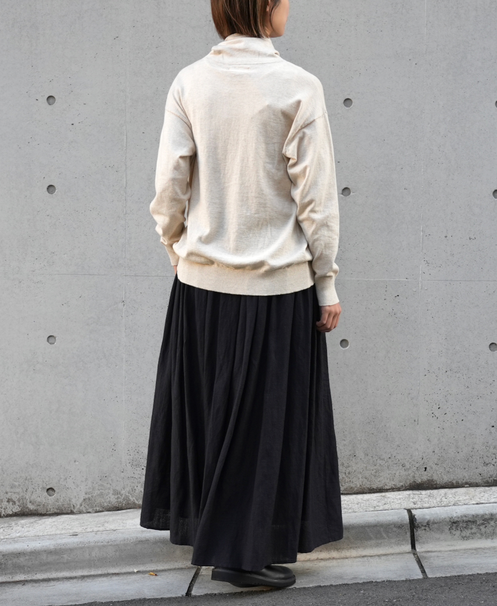 INSL23703(スカート) WOOL/LINEN PLAIN GATHERD SKIRT
