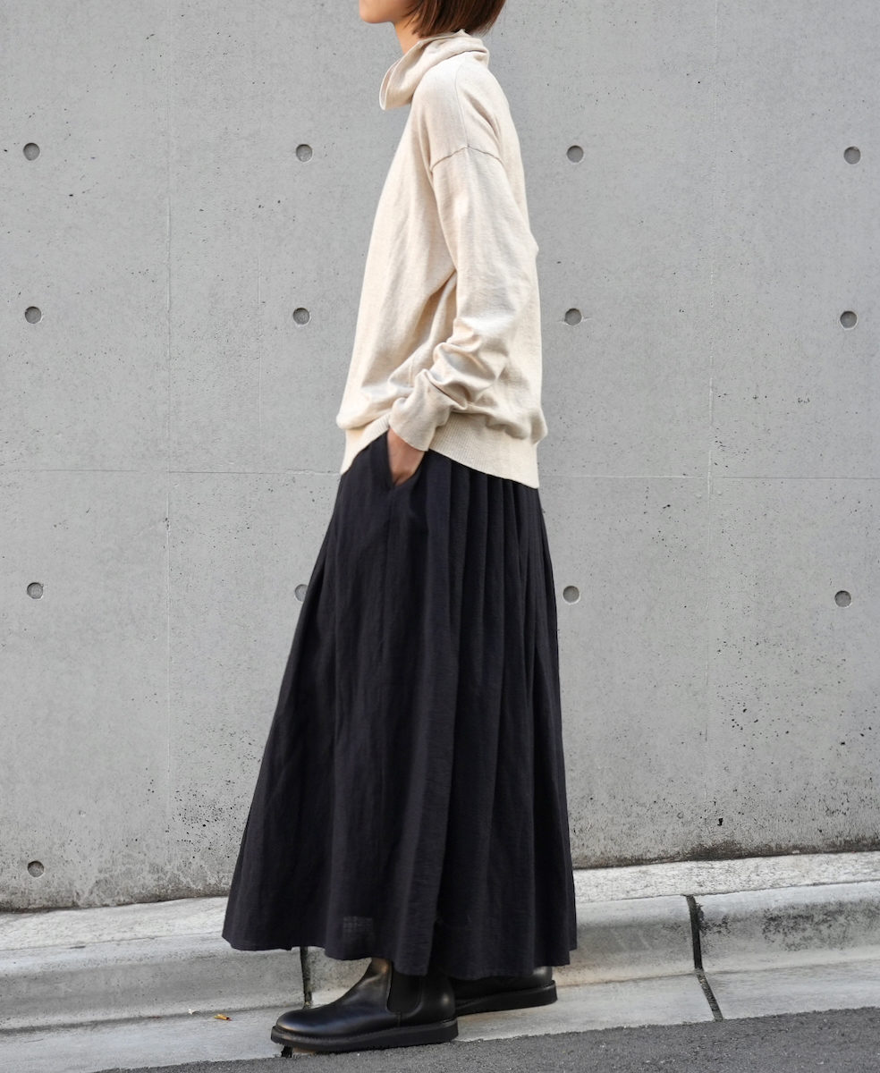 INSL23703(スカート) WOOL/LINEN PLAIN GATHERD SKIRT