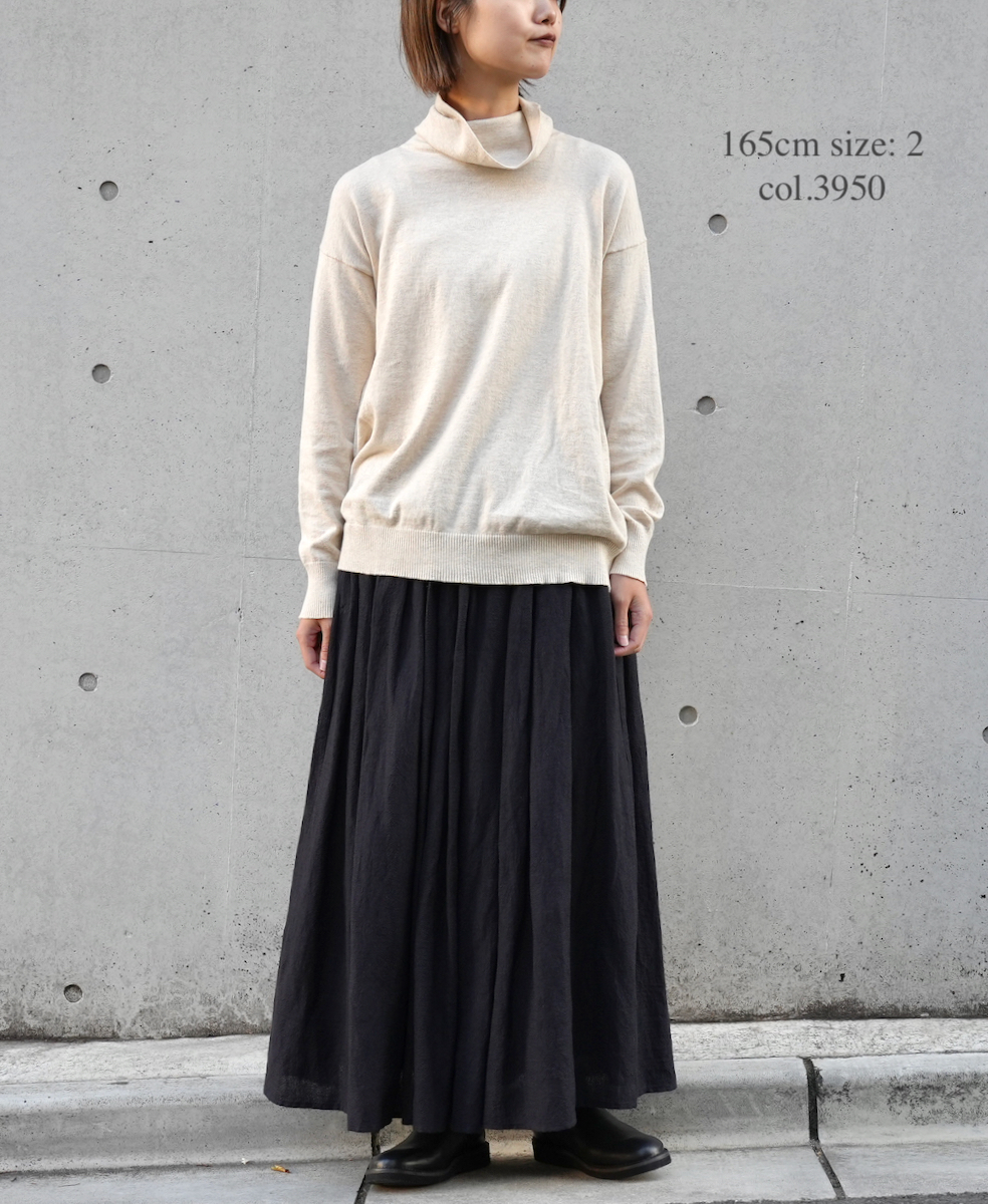 INSL23703(スカート) WOOL/LINEN PLAIN GATHERD SKIRT