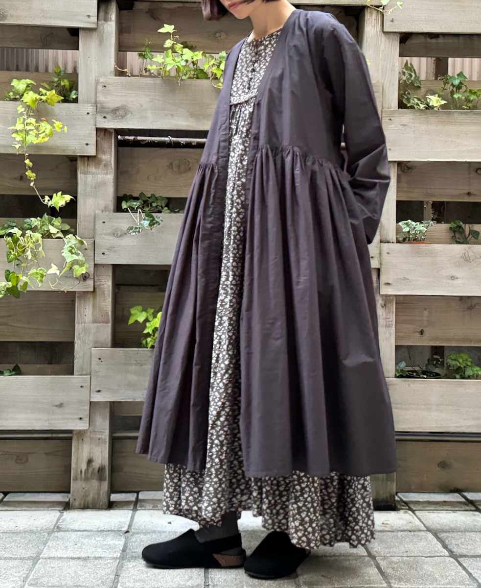 NMDS21554 (ワンピース) 40'S ORGANIC POPLIN RAJASTHAN TUCK GATHERED 